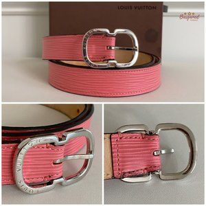 Louis Vuitton Pink Epi Leather Initiales Buckle Belt 85 CM